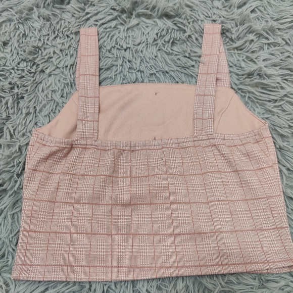 Pink Plaid Cropped Tank - Picture 2 of 5